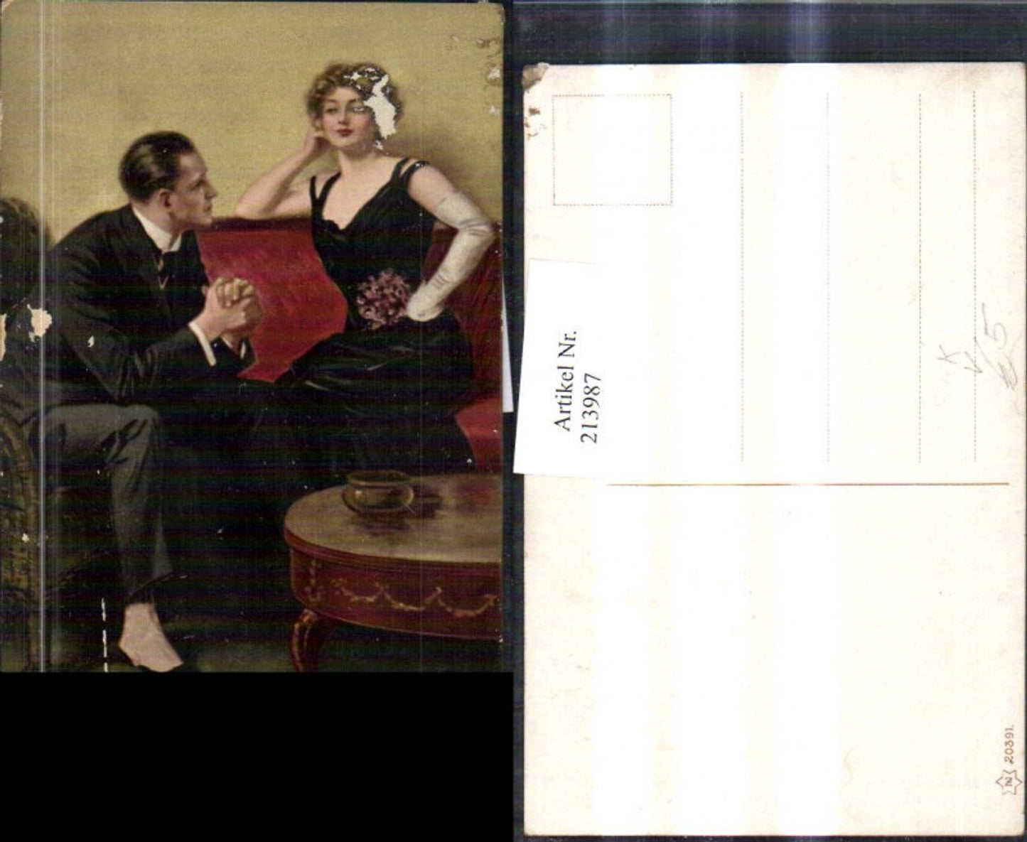 213987,Künstler AK Clarence F.Underw. Mann im Anzug Frau m. Kleid pub Novolito 20391