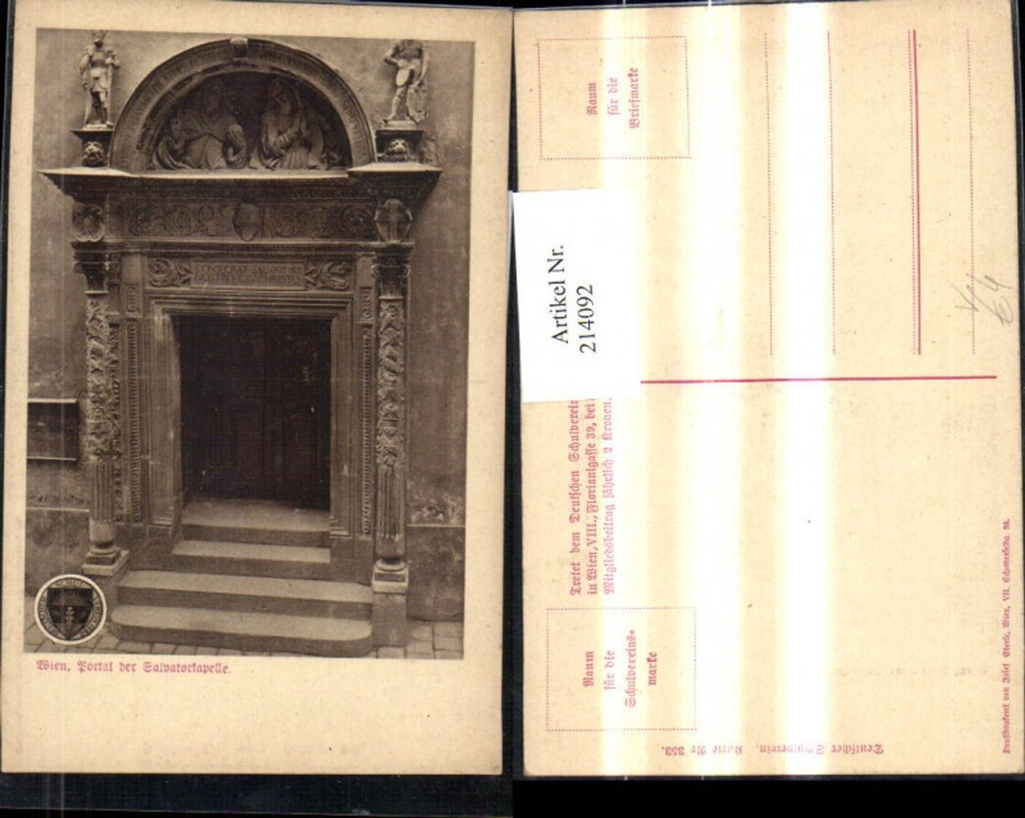 214092,Deutscher Schulverein 353 Wien Portal d. Salvatorkapelle