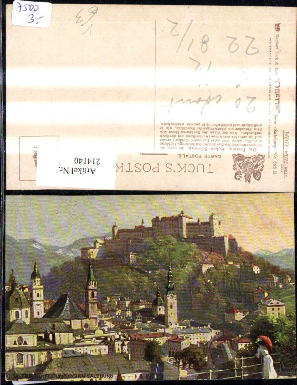 214140,Raphael Tuck & Sons 625B Salzburg m. Festung Hohen Salzburg