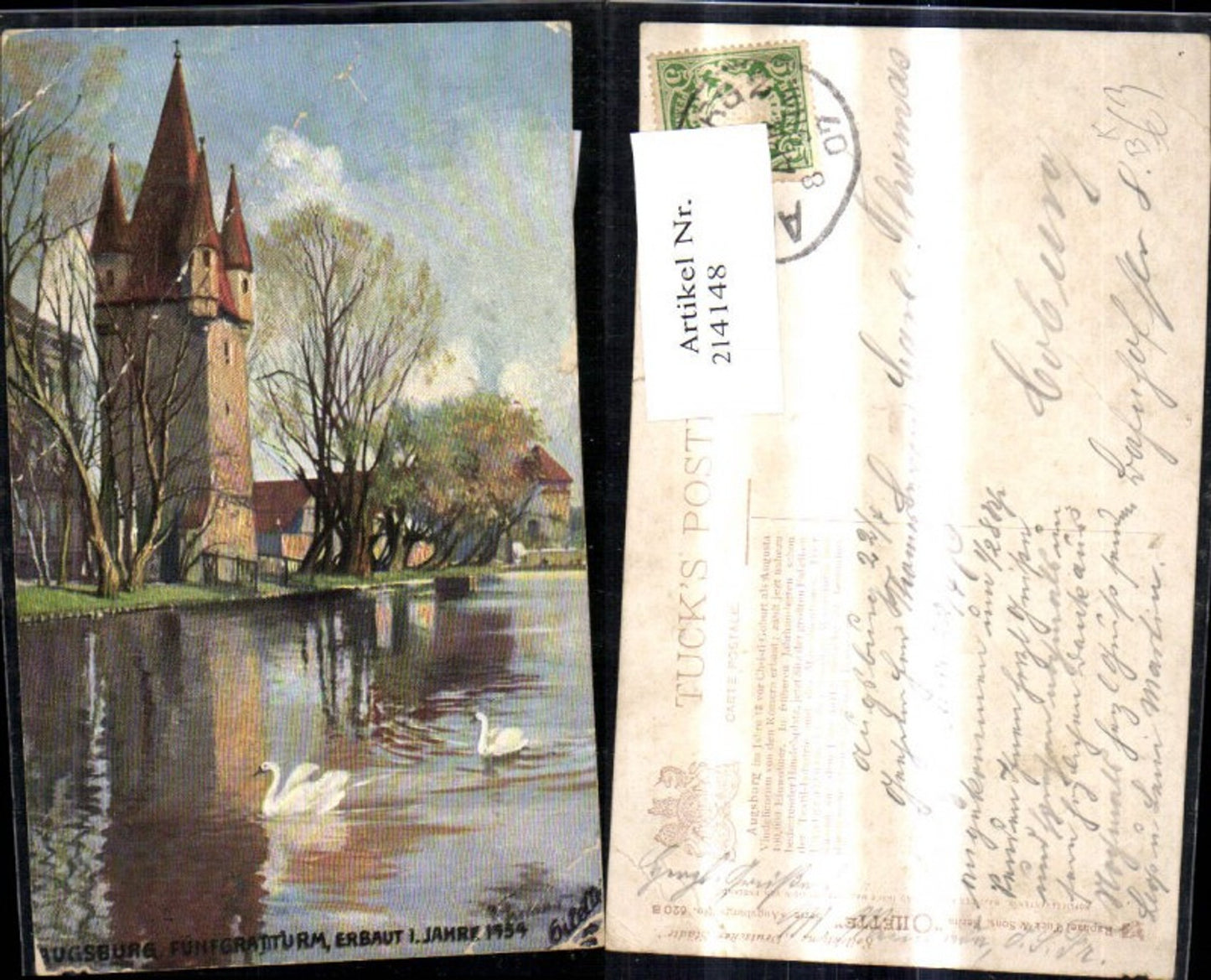 214148,Raphael Tuck & Sons 620B Künstler Ak Augsburg Fünfgratturm