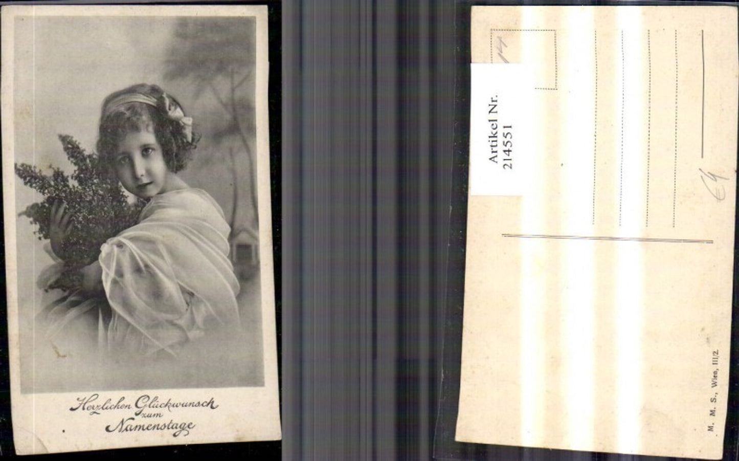 214551,Kind Mädchen m. Blumen Flieder Haarband Namenstag