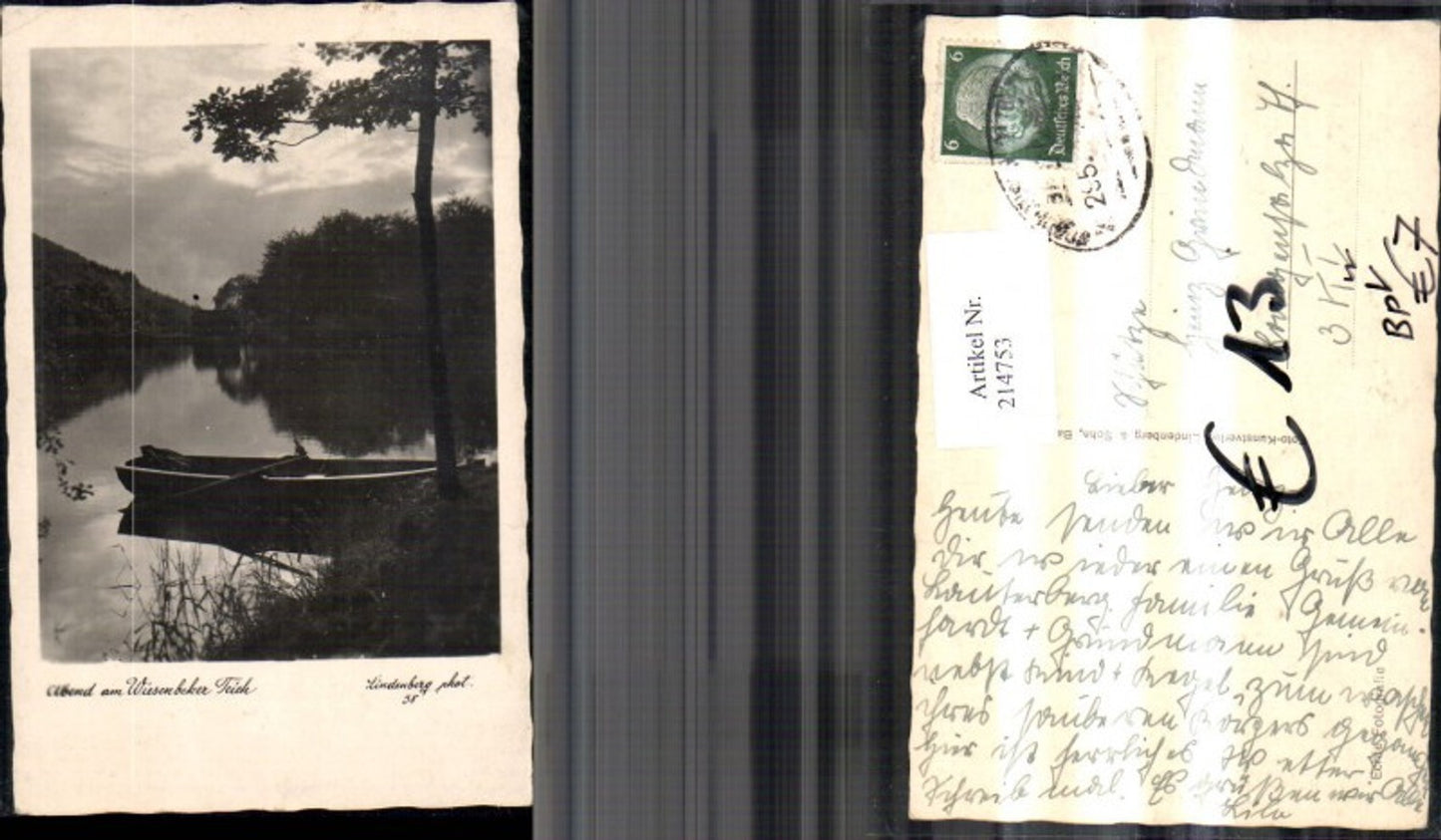 214753,Foto Ak Abend a. Wiesenbecker Teich Bad Lauterberg pub Lindenberg 58 Bahnpost Zug 295