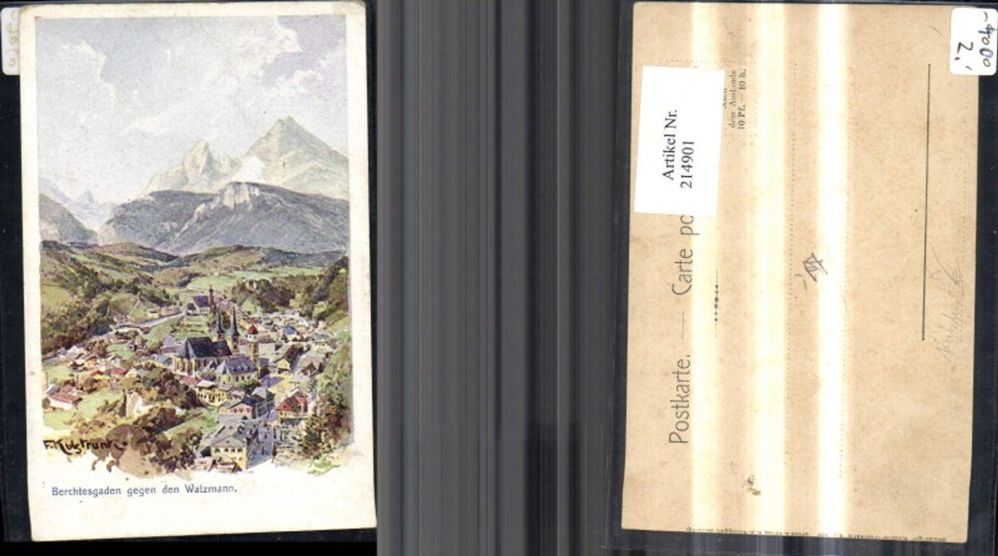 214901,Künstler Litho F. Kulstrunk Berchtesgaden geg. d. Watzmann