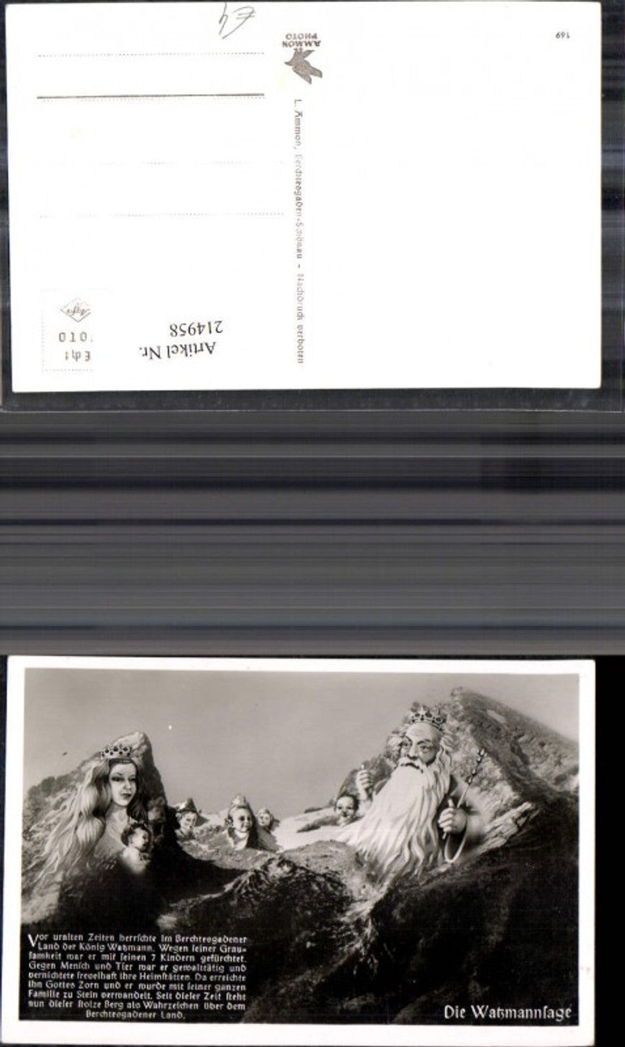 214958,Fotomontage Watzmannsage Watzmann Figuren a. Sage Text Ramsau Schönau a. Königsee