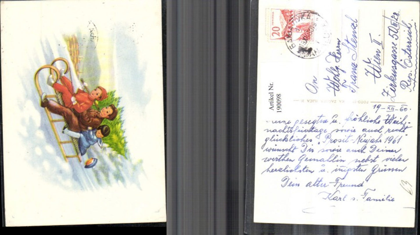 190098, Children and sled Christmas tree