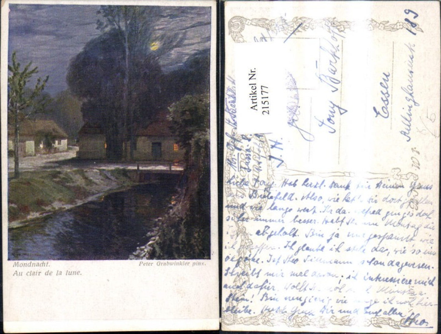 215177,Künstler Ak Peter Grabwinkler Mondnacht Au clair de la lune