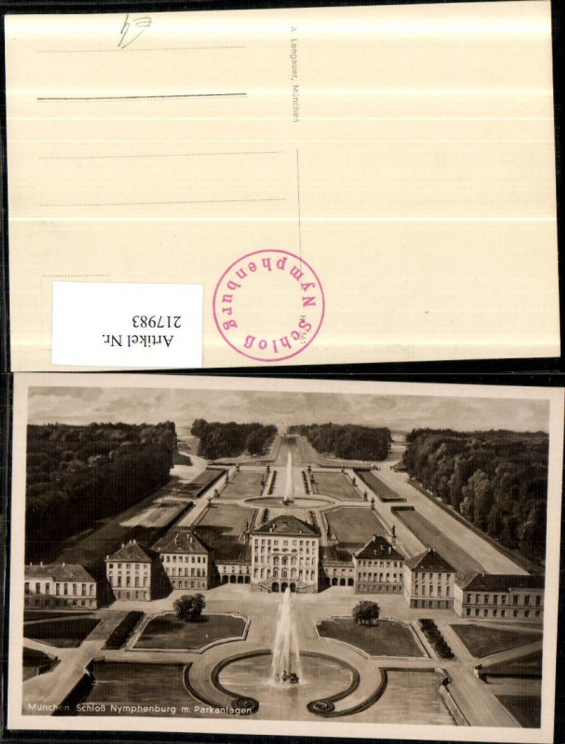 217983,München Schloss Nymphenburg m. Parkanlagen Springbrunnen