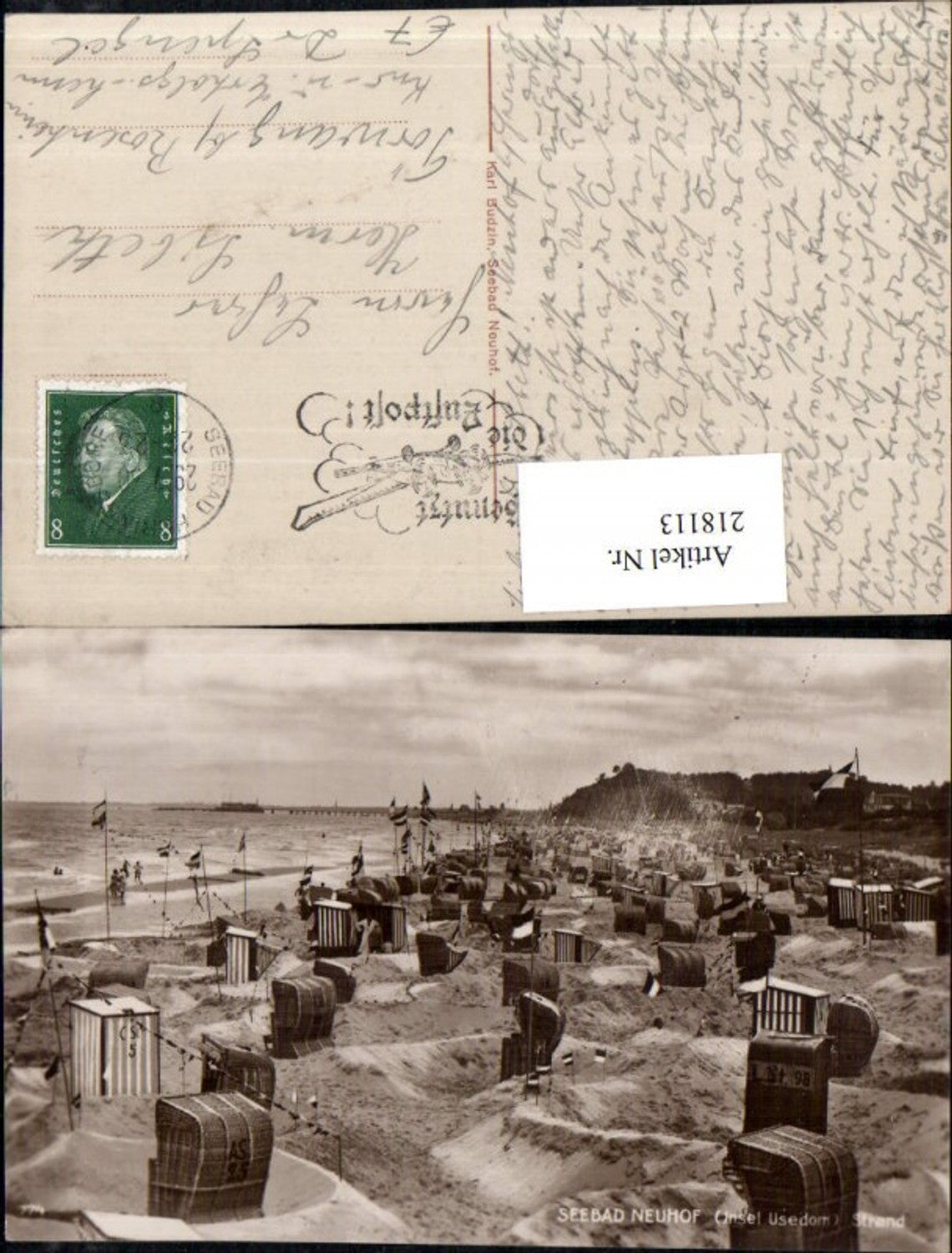 218113,Seebad Neuhof Insel Usedom Strand Strandleben Strandkörbe