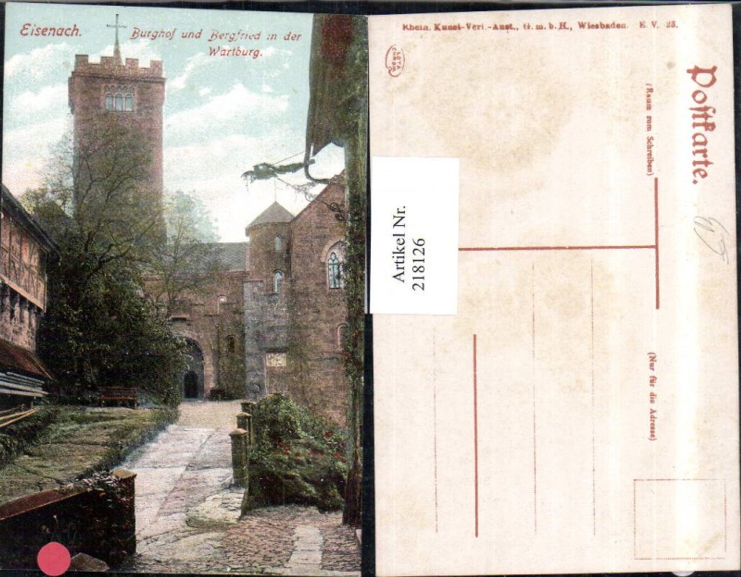 218126,Eisenach Burghof u. Bergfried in d. Wartburg Burg Turm