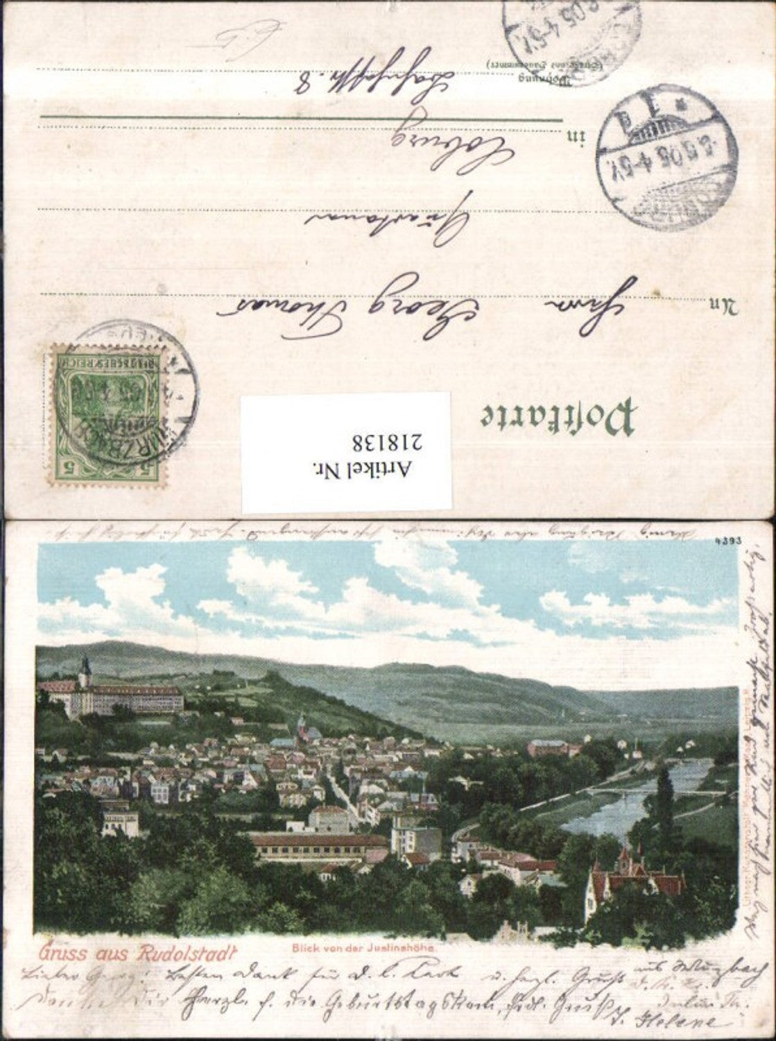 218138, Greetings from Rudolstadt. Total view from Justinshöhe.