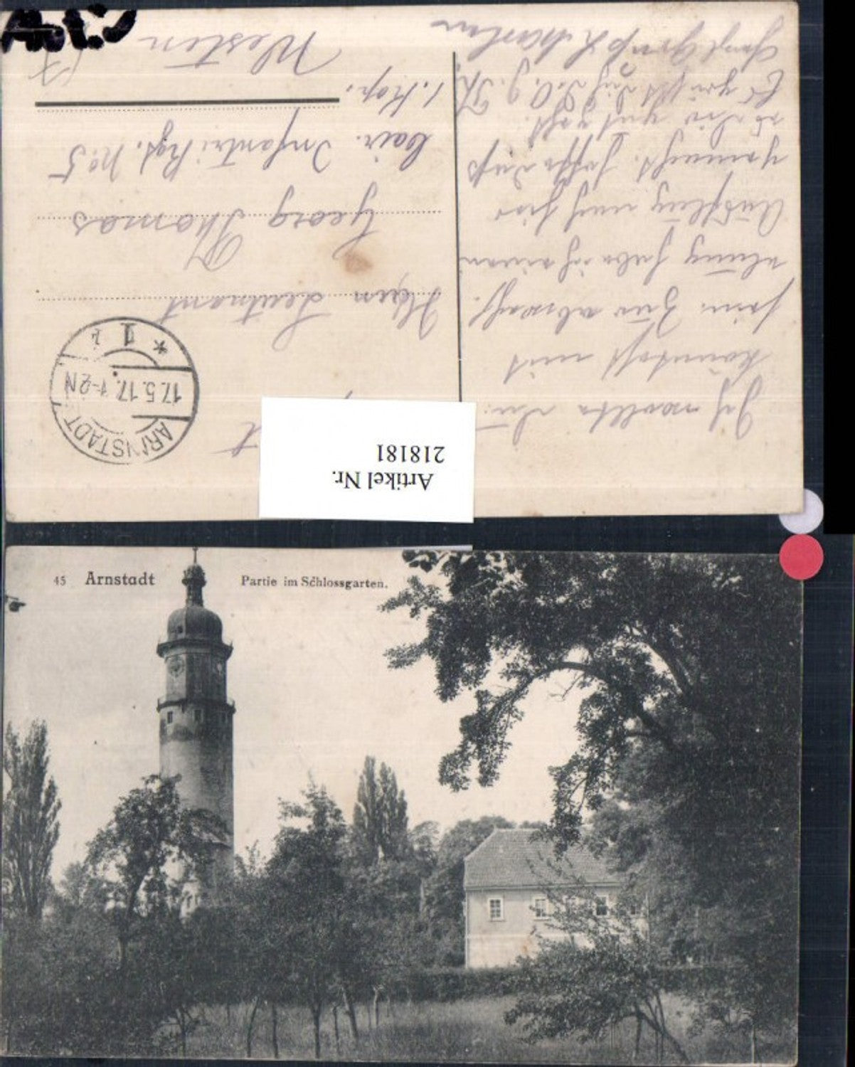 218181, Arnstadt, section in the castle garden, tower