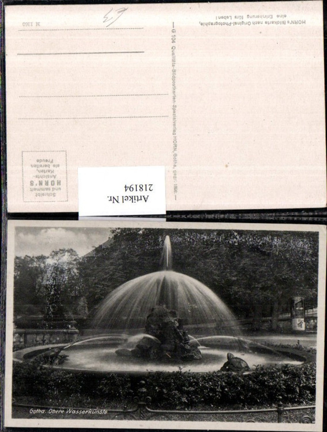 218194,Gotha Obere Wasserkünste Springbrunnen Brunnen