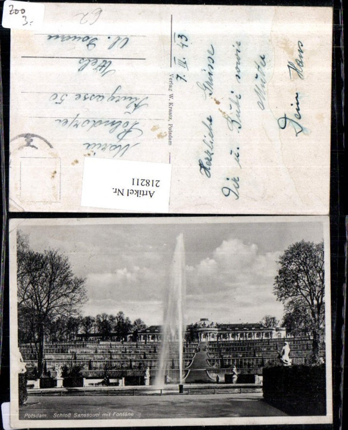 218211, Potsdam Sanssouci Palace with fountain