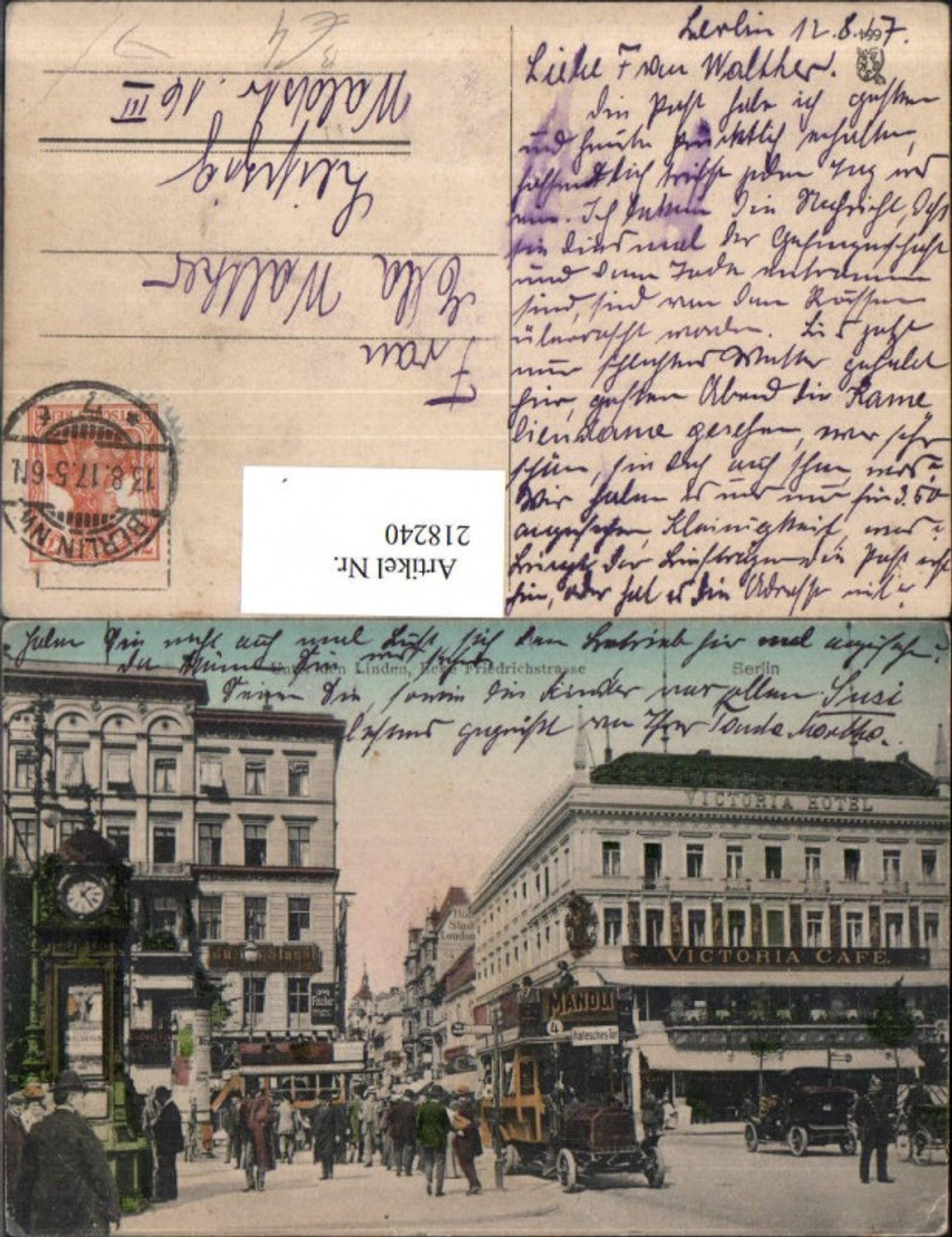 218240,Berlin Unter den Linden Ecke Friedrichstraße Victoria Hotel