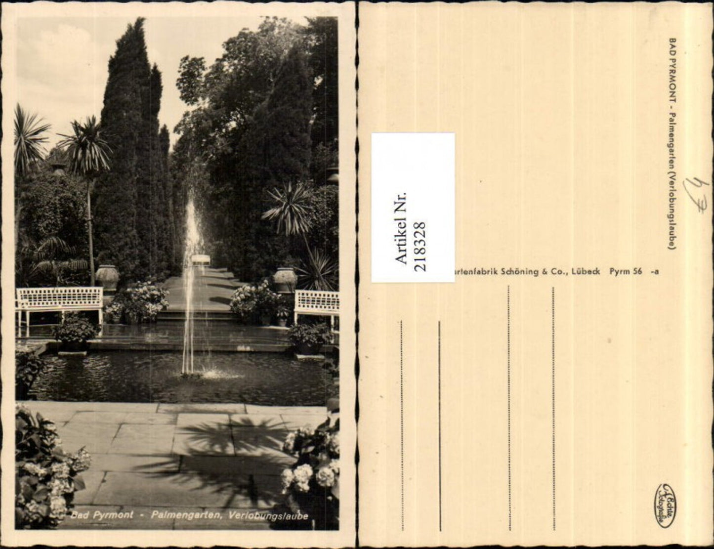 218328,Bad Pyrmont Palmengarten Garten Verlobungslaube Springbrunnen