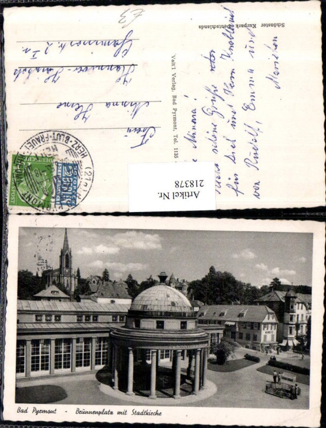 218378,Bad Pyrmont Brunnenplatz m. Stadtkirche Tempel