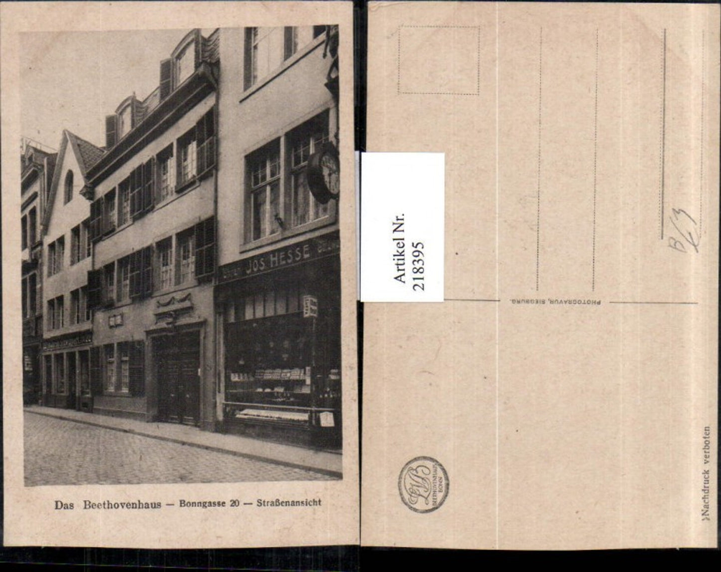 218395,Bonn Das Beethovenhaus Hausansicht Bonngasse