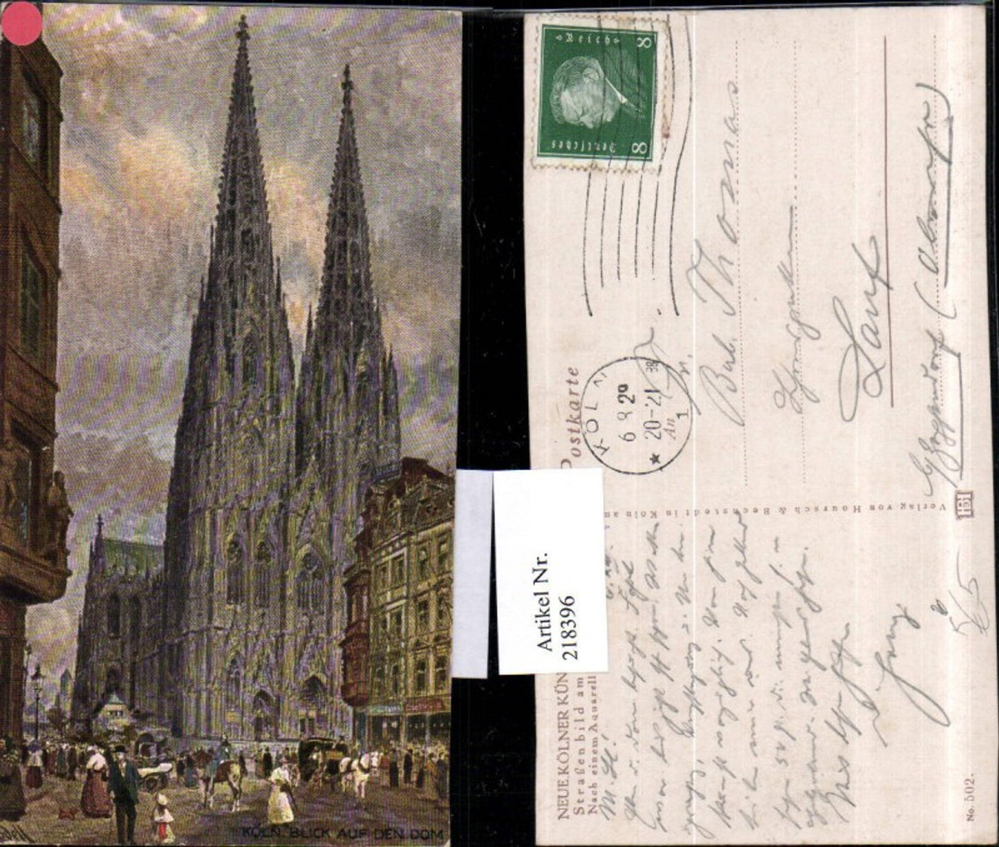 218396,Künslter AK Karl Rüdell Aquarell Köln Blick auf den Dom Kirche
