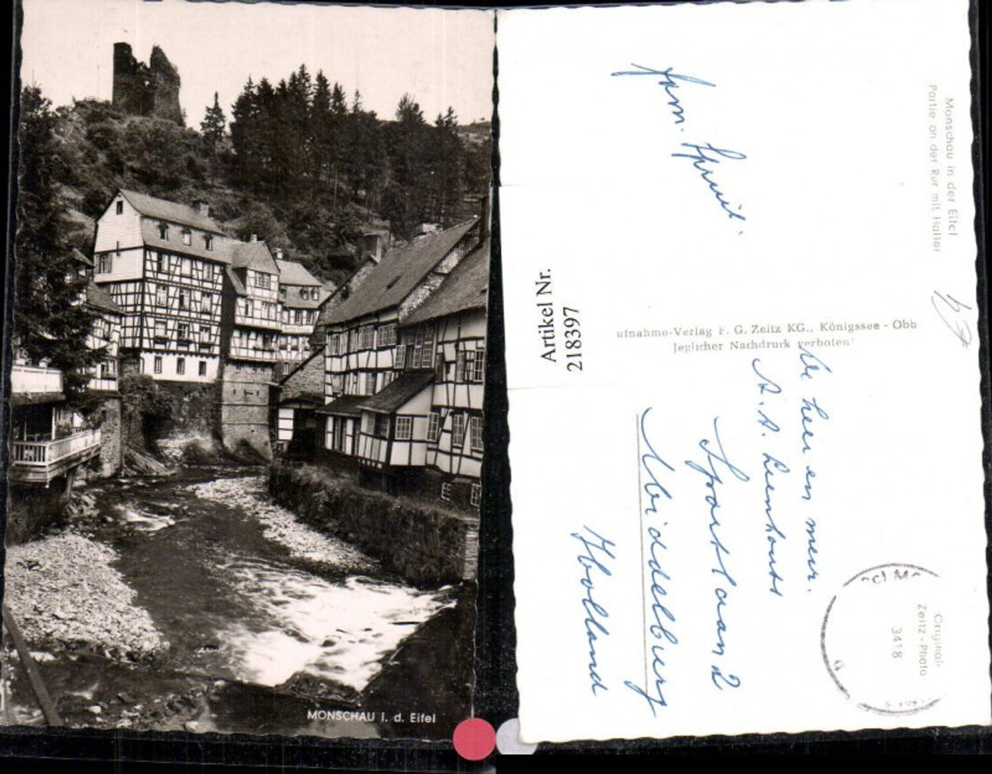 218397,Monschau i. d. Eifel Partie a. d. Rur m. Haller