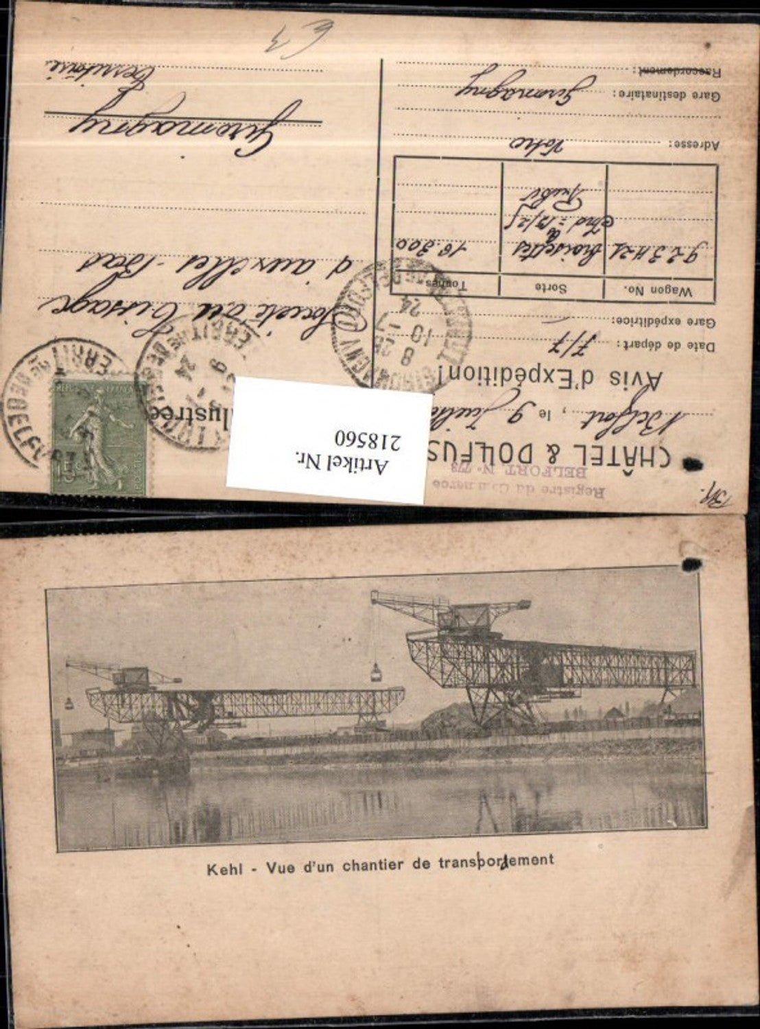 218560,Kehl Vue d'un chantier de transportement