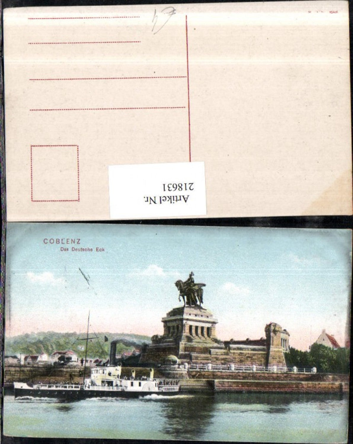 218631,Coblenz Koblenz Das Deutsche Eck Kaiser Wilhelm-Denkmal Monument Dampfer Schiff