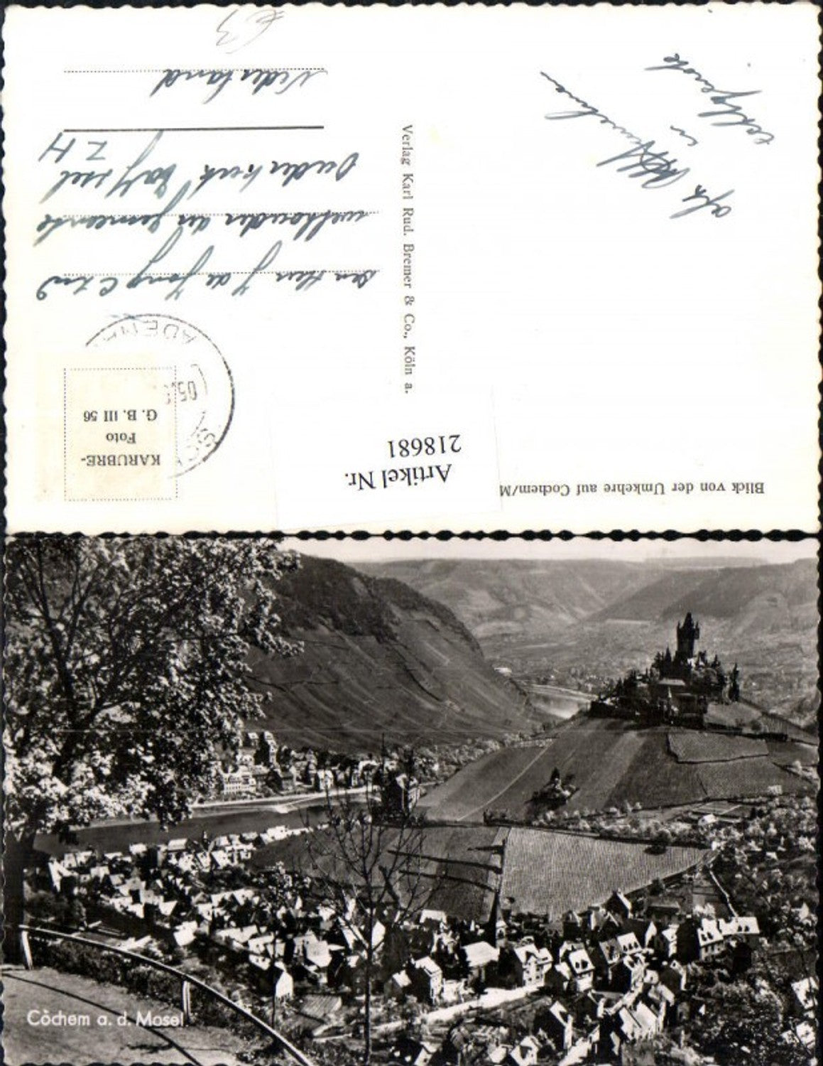 218681,Blick v. d. Umkehre auf Cochem a. d. Mosel Totale