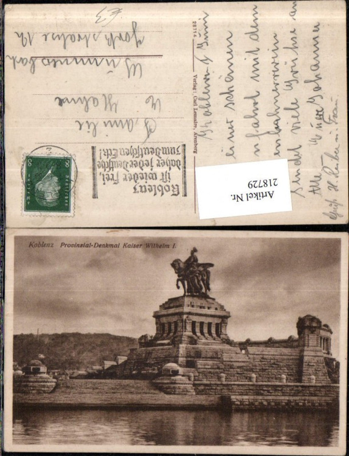 218729,Koblenz Provinsial-Denkmal Kaiser Wilhelm 1 am Deutschen Eck