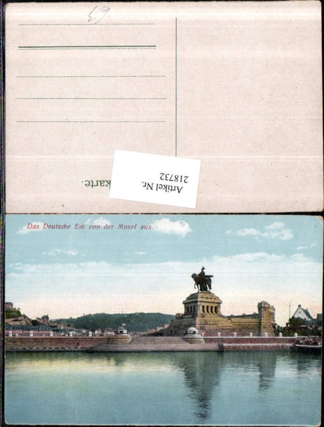 218732,Das Deutsche Eck v. d. Mosel aus b. Koblenz Kaiser Wilhelm-Denkmal