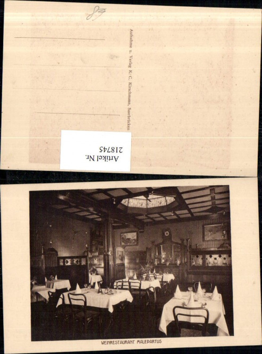 218745,Saarbrücken Weinrestaurant Restaurant Malepartus Innenansicht