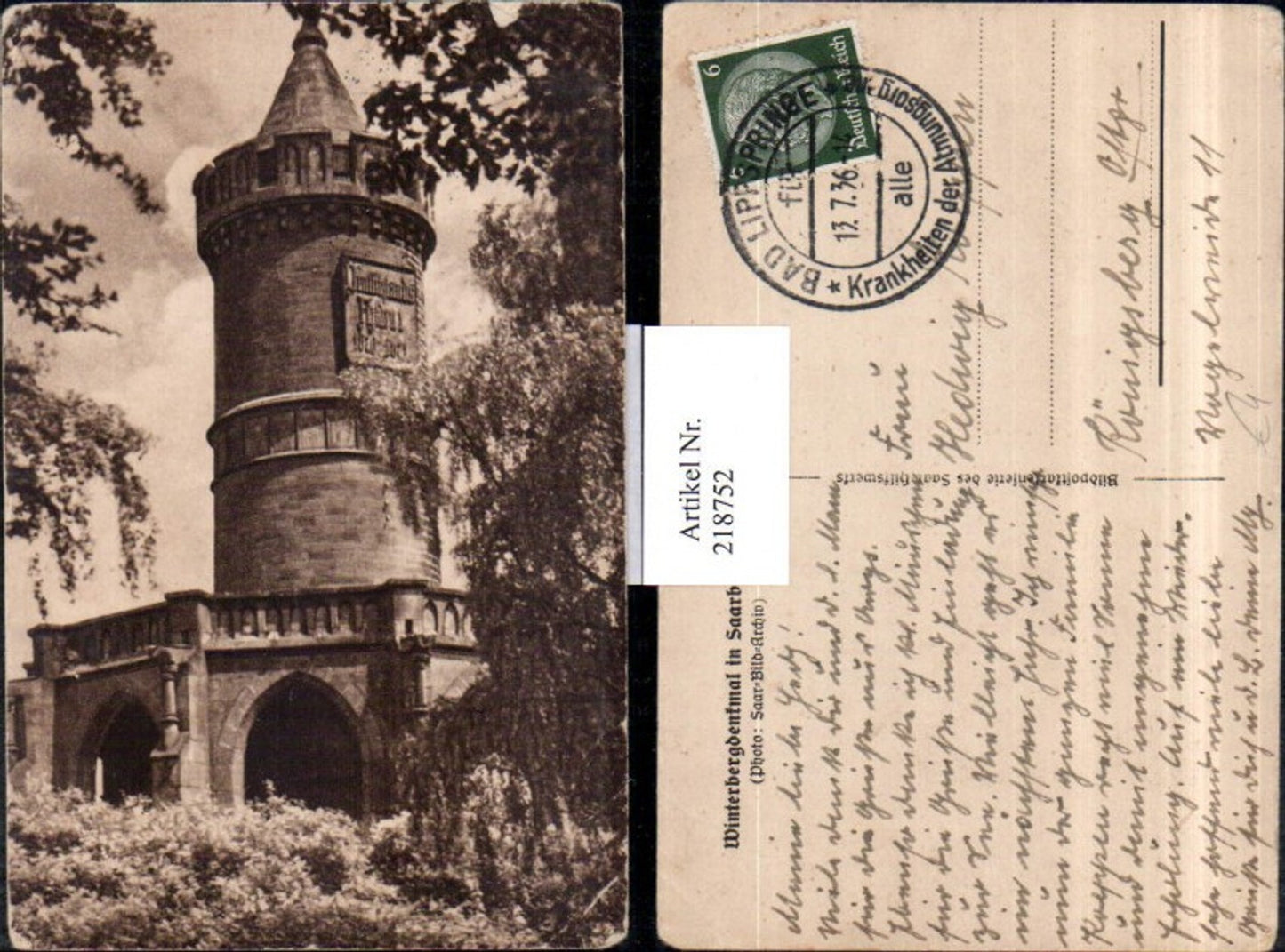 218752,Saarbrücken Winterbergdenkmal Denkmal