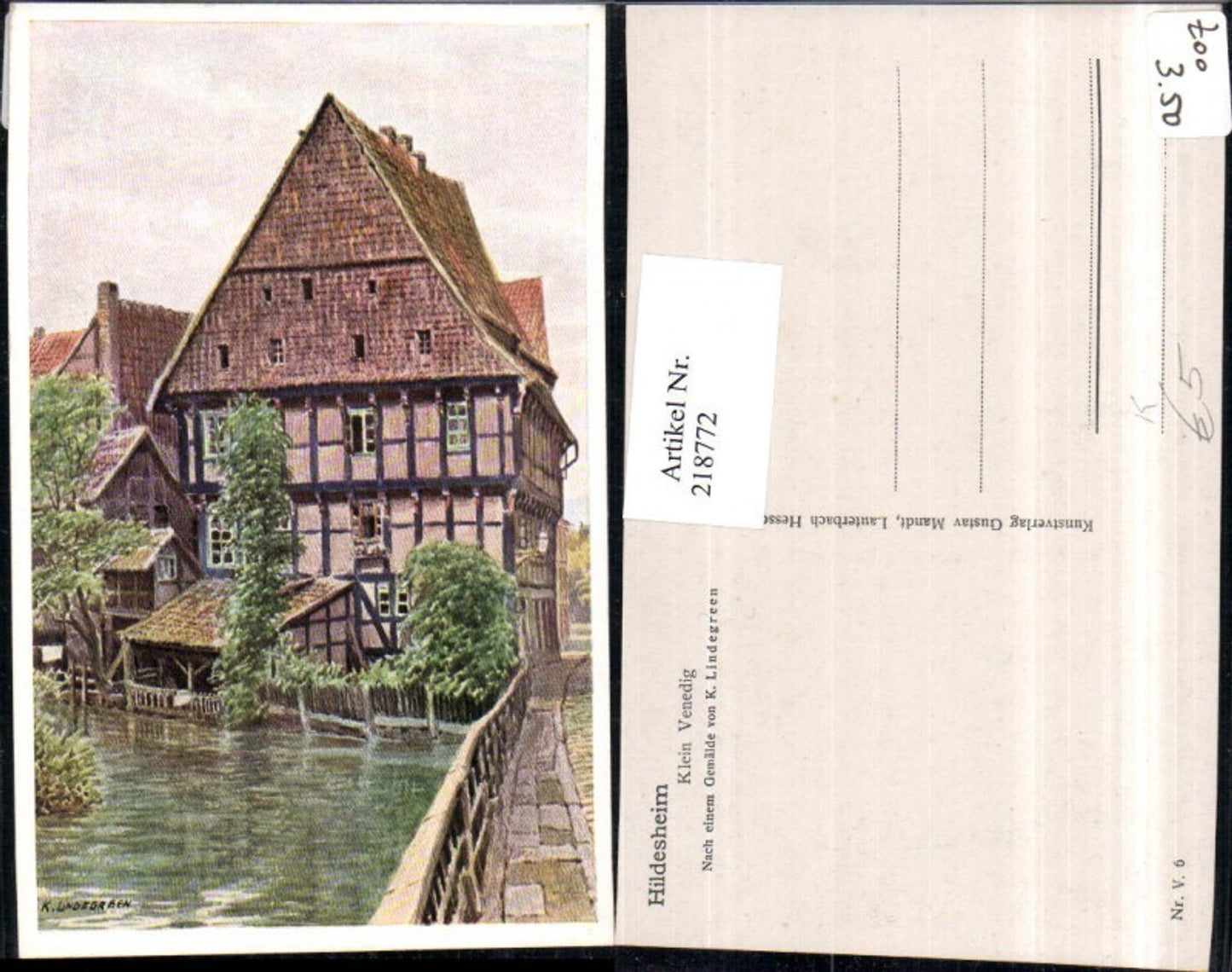 218772,Künstler AK K. Lindegreen Hildesheim Klein Venedig