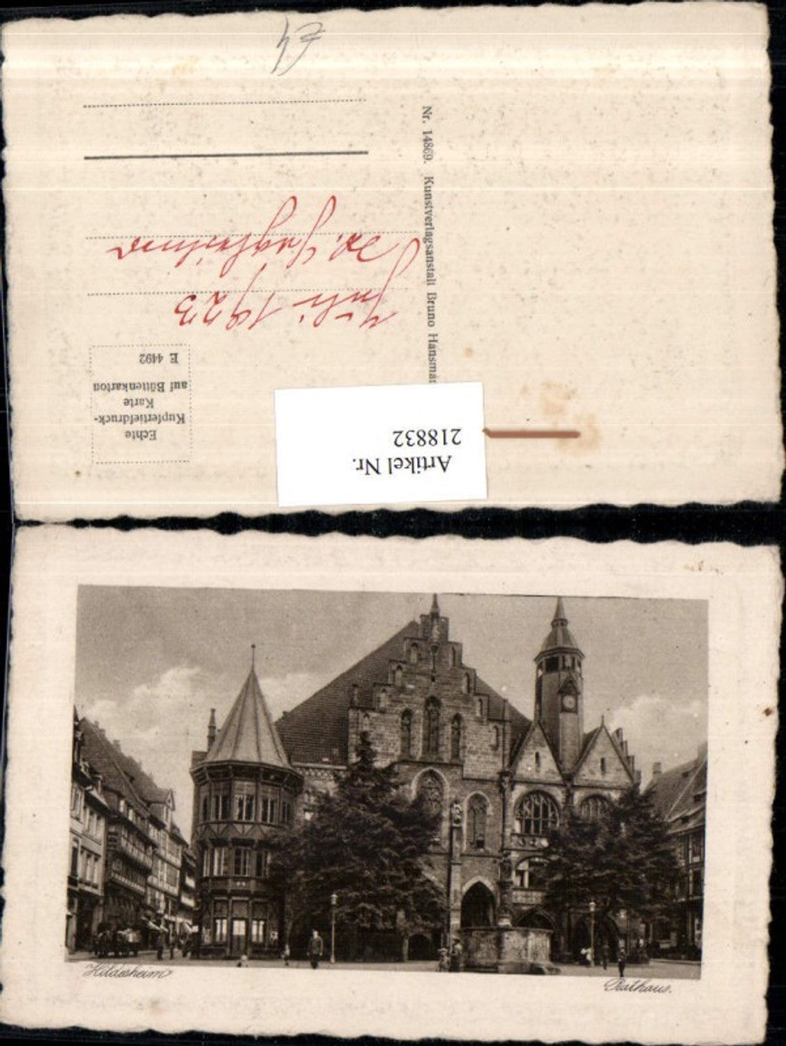 218832,Präge AK Hildesheim Rathaus Brunnen