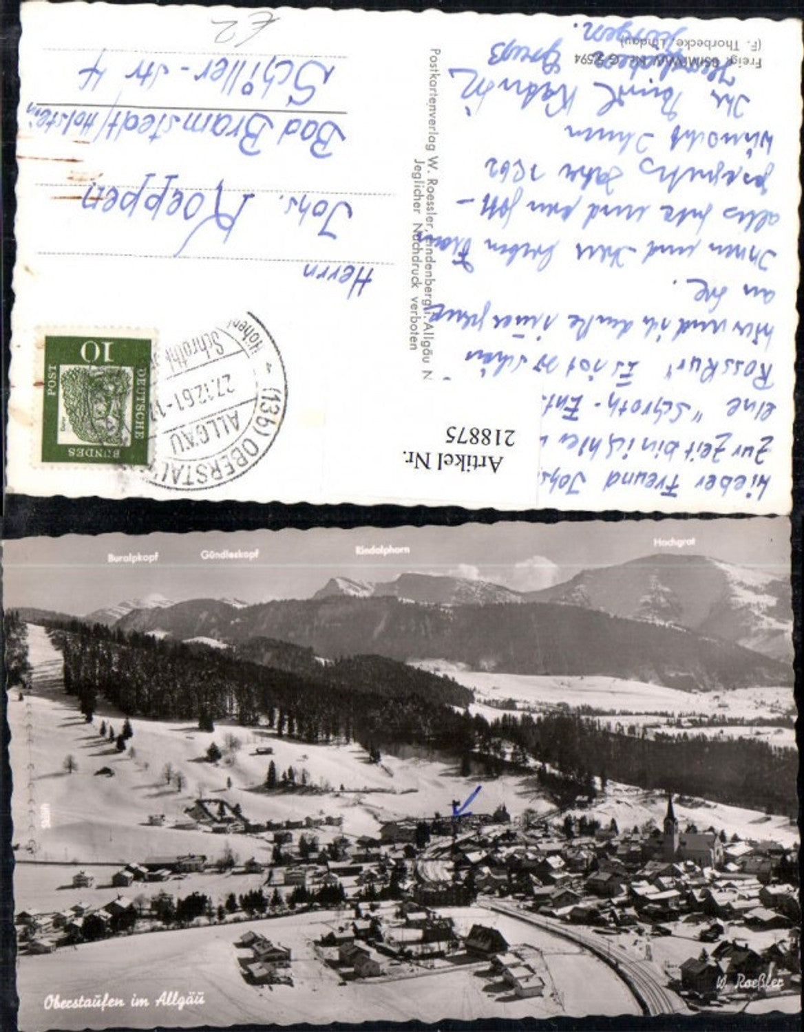 218875,Oberstaufen im Allgäu Totale m. Gebirge