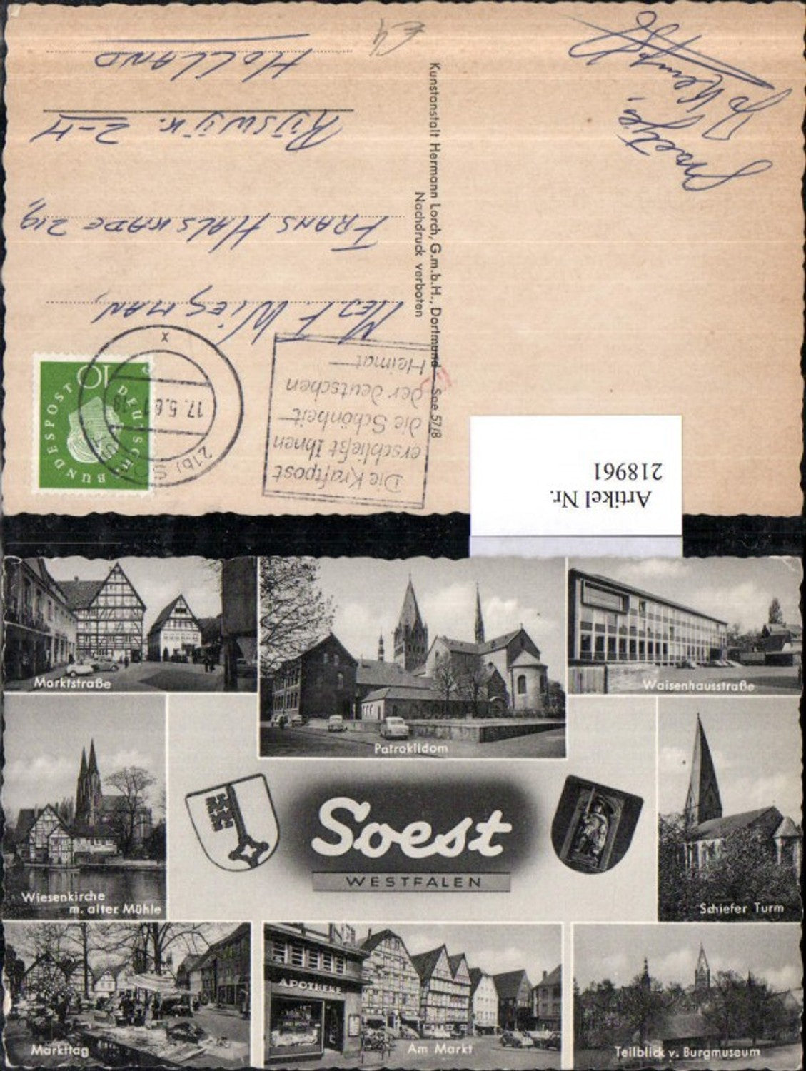 218961,Soest Westfalen Patroklidom Marktstraße Wiesenkirche Markttag Schiefer Turm Mehrbildkarte