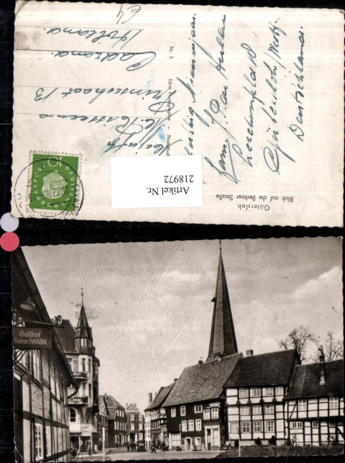 218972,Gütersloh Blick auf d. Berliner Straße Straßenansicht Gasthof „Bremer Schlüssel“
