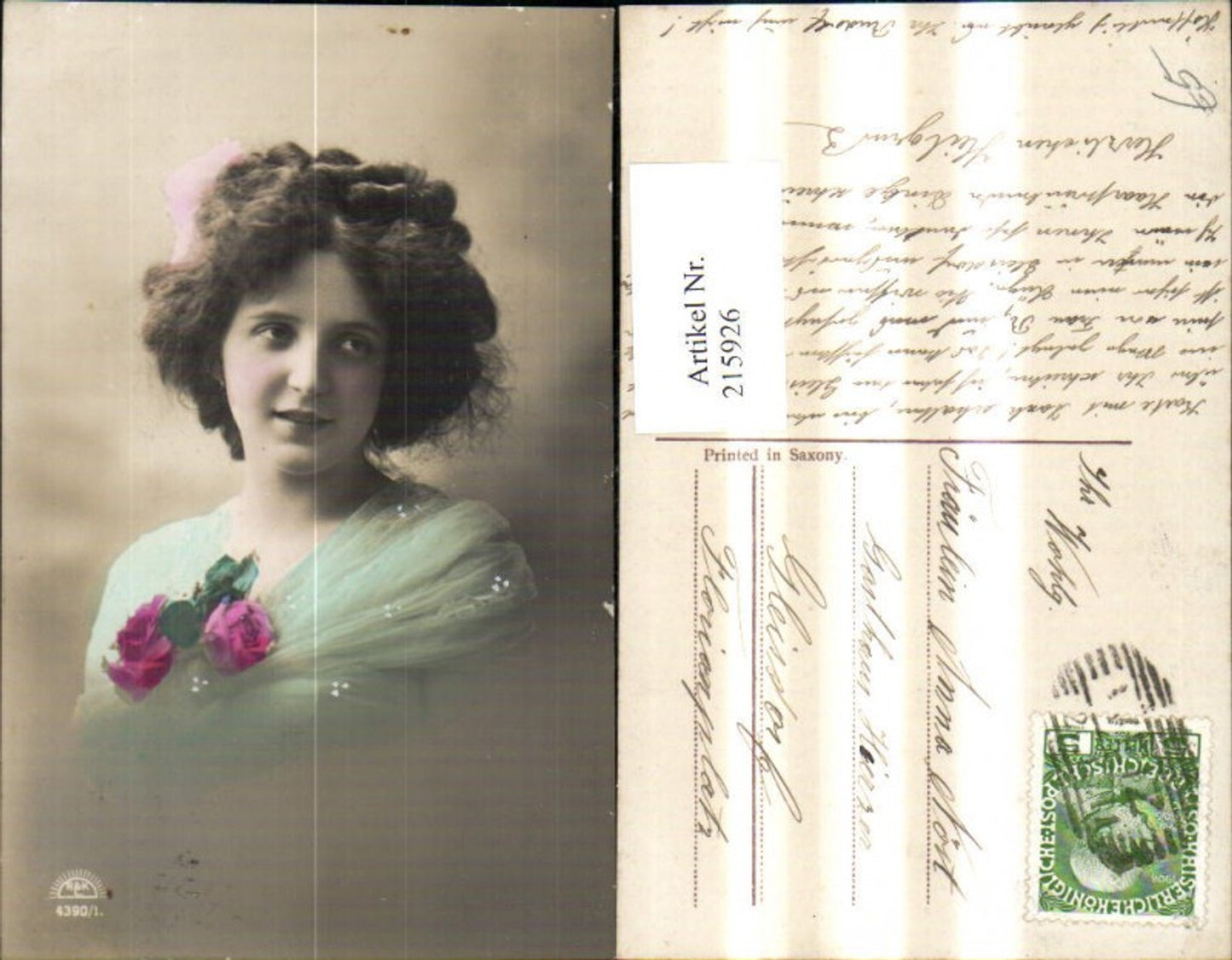 215926,Frau Portrait Rosen a. Kleid