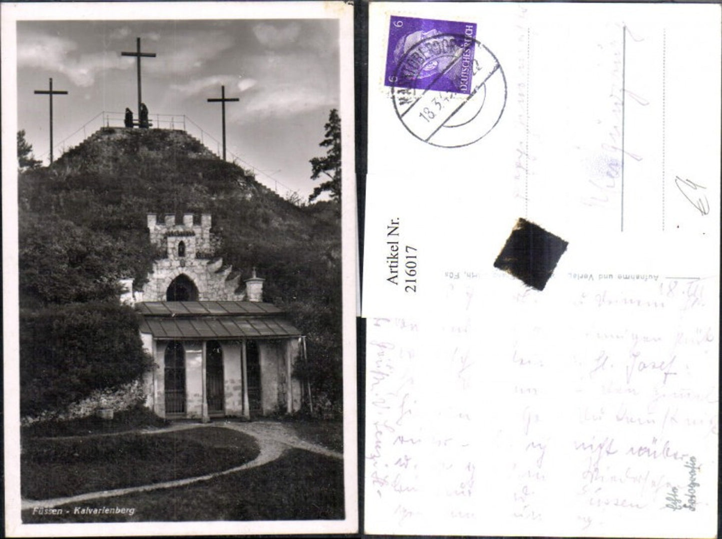 216017,Foto Ak Füssen Kalvarienberg Ansicht Kreuze m. Nonne