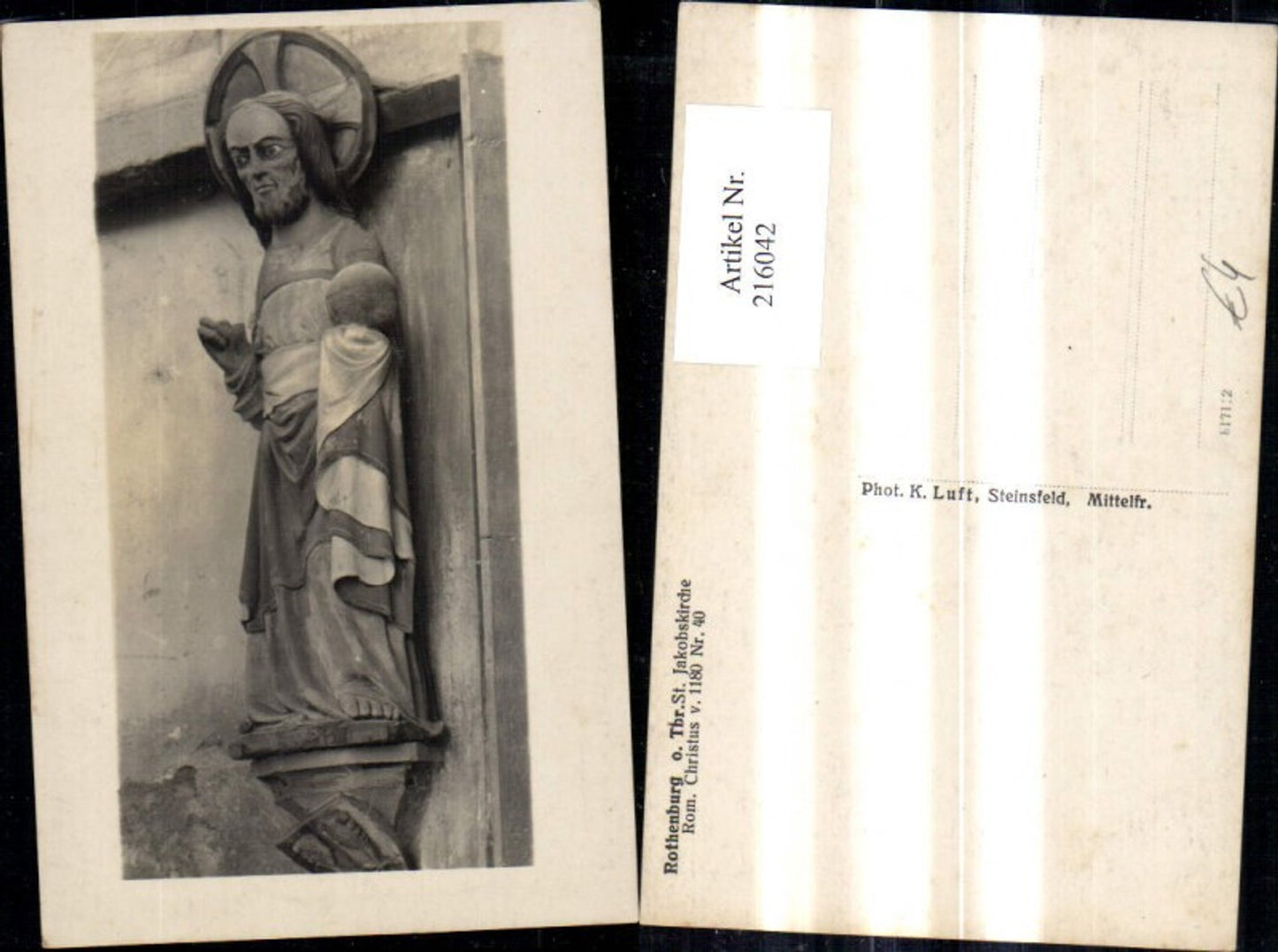 216042,Foto Ak Rothenburg ob d. Tauber St. Jakobskirche Rom. Christus Statue