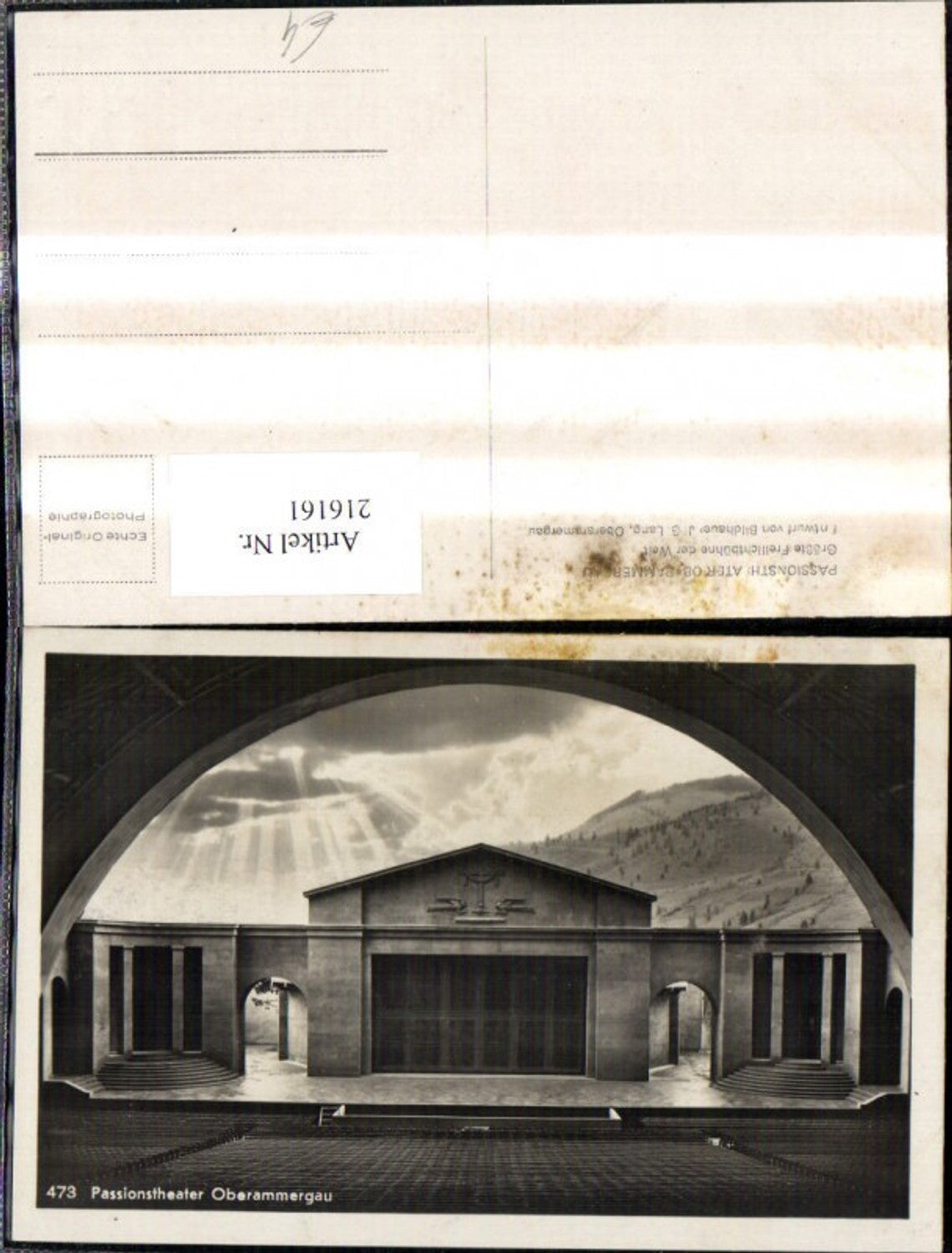216161,Foto Ak Oberammergau Passionstheater Ansicht Bühne