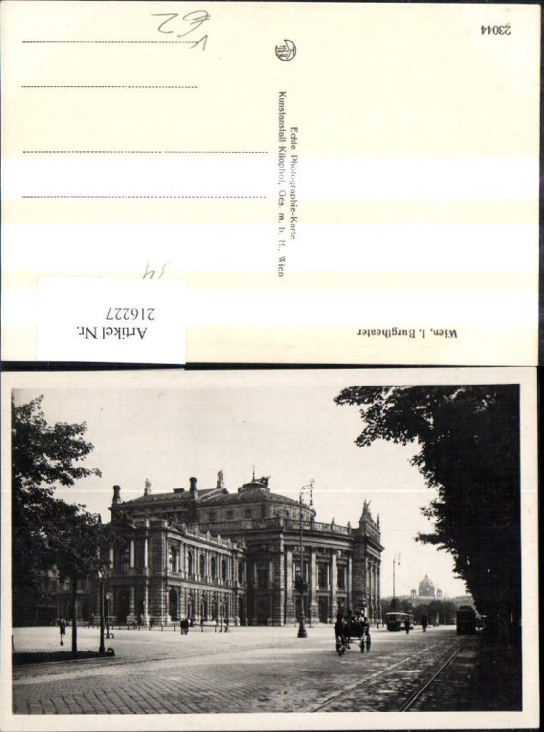 216227,Wien 1 Burgtheater Theater Kutsche Strassenbahn pub Kilophot 23044