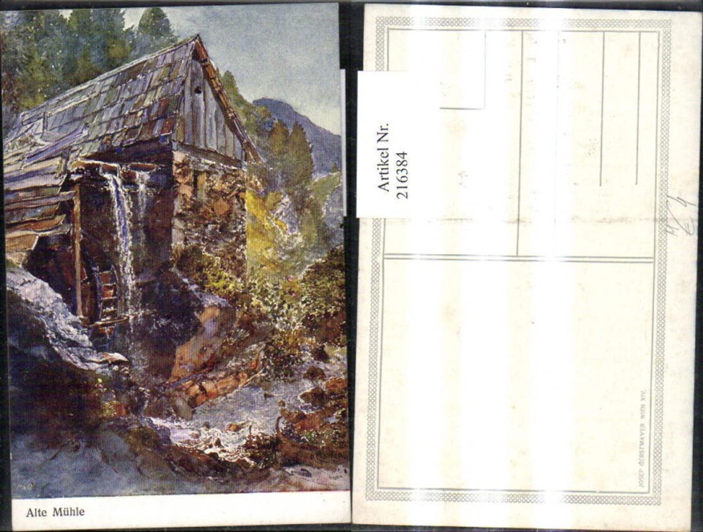 216384, Artist Ak Old Mill Watermill