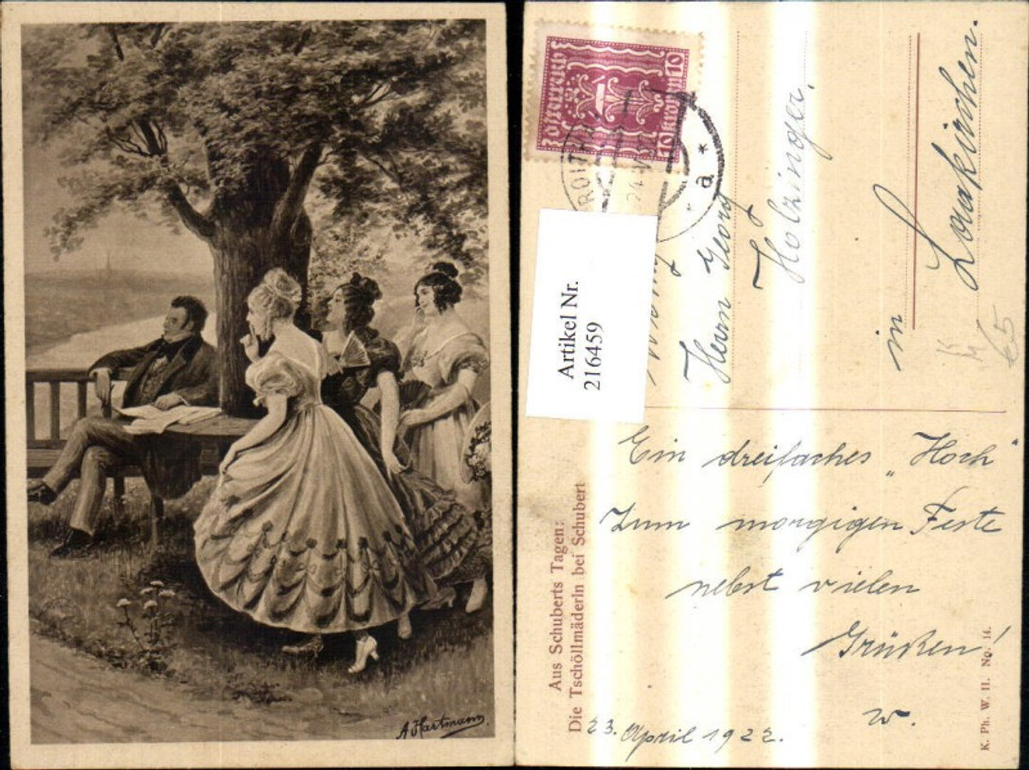 216459,Künstler Ak A. Hartmann Franz Schubert Die Tschollmäderln b. Schubert