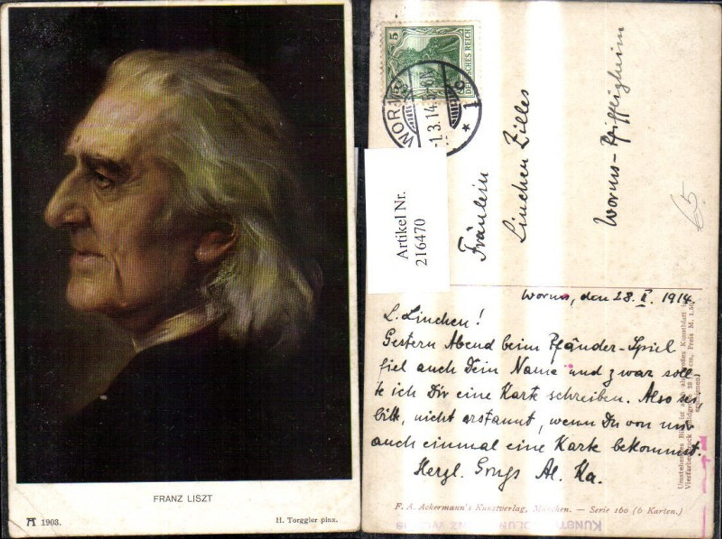 216470,Künstler Ak H. Torggler Franz Liszt Portrait pub F. A. Ackermann 160