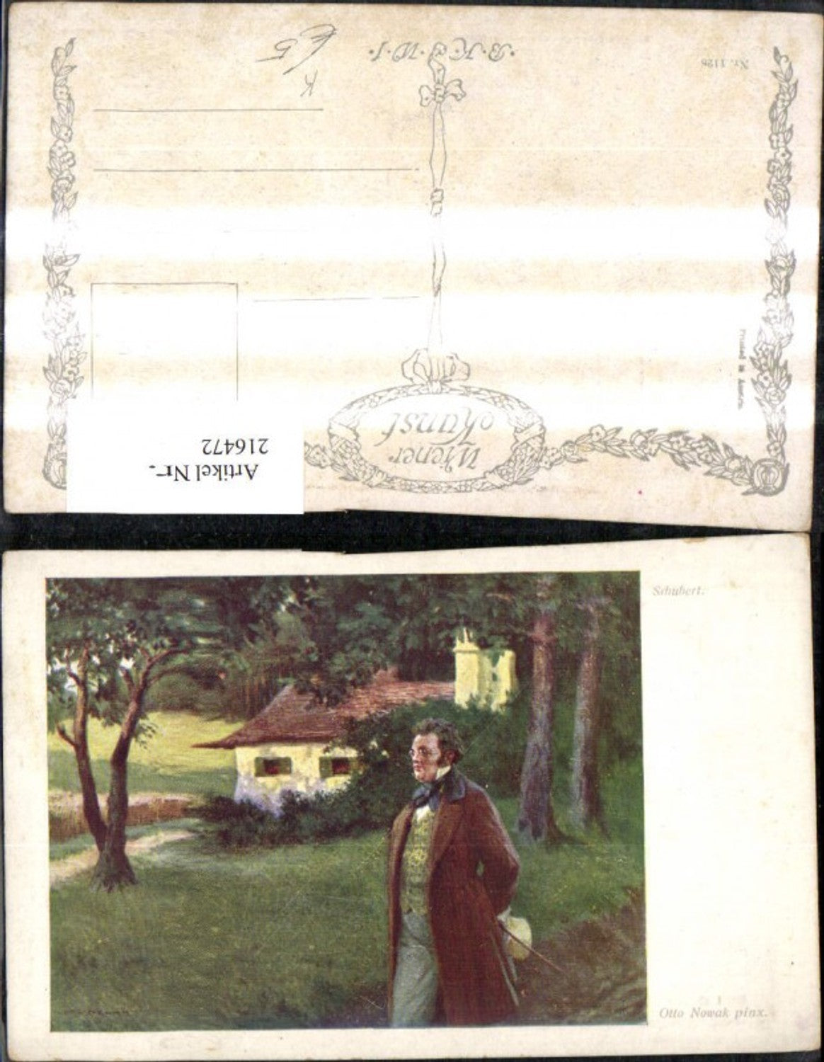 216472,Künstler Ak Otto Nowak Franz Schubert Spaziergang Haus Wald