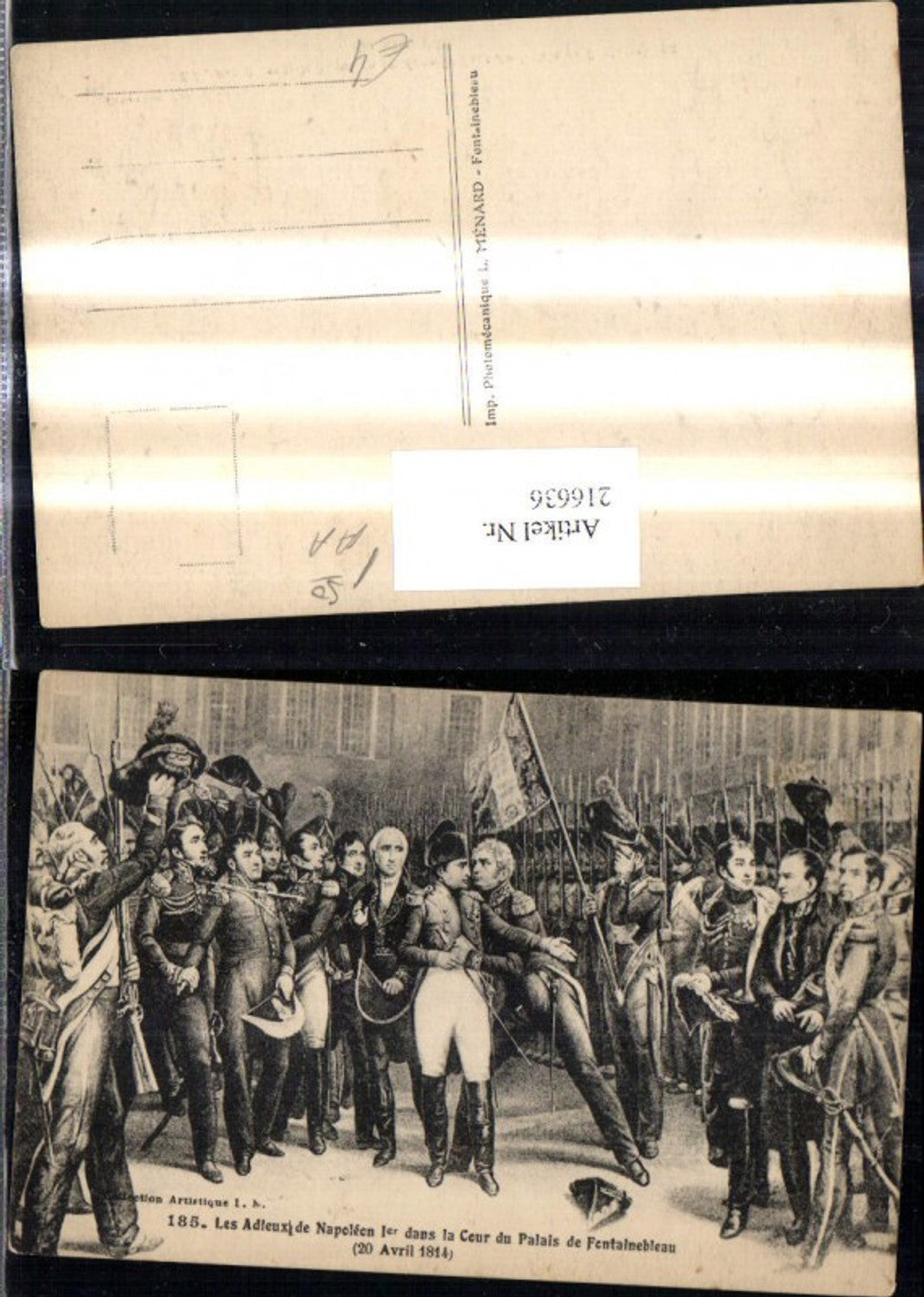 216636,Künstler Ak Napoleon Cour du Palais de Fentainebleau 1814 Soldaten Uniform Frankreich Revolution