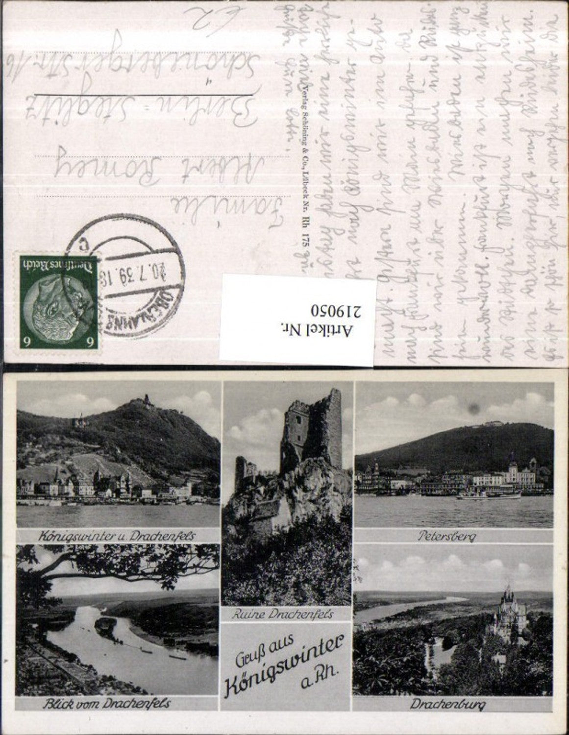 219050,Gruß aus Königswinter a. Rhein Totale Ruine Drachenfels Petersberg Drachenburg Mehrbildkarte