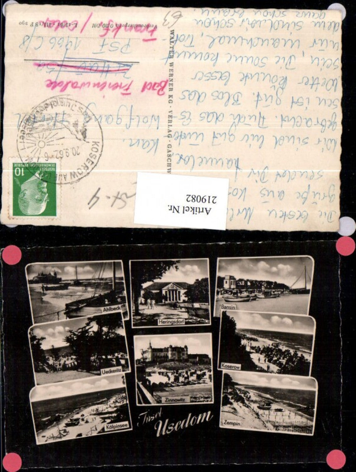 219082,Insel Usedom Ahlbeck Heringsdorf Bansin Koserow Zempin Zinnowitz Ueckeritz Kölpinsee Mehrbildkarte