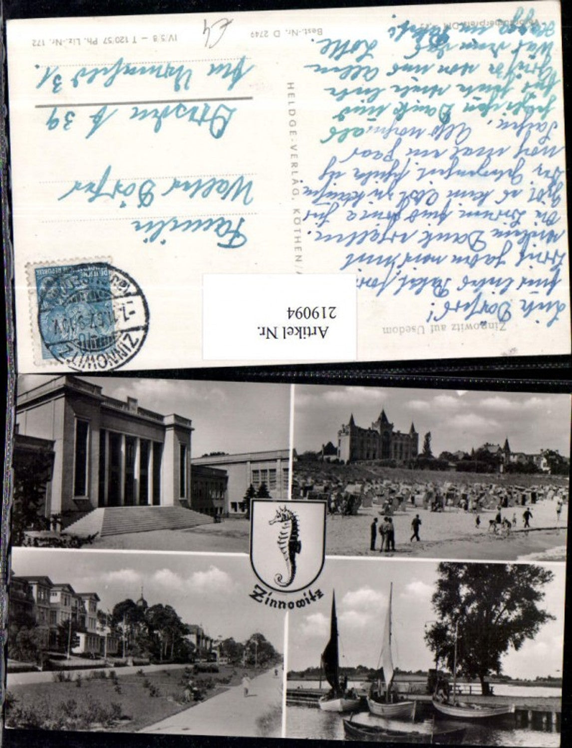 219094,Zinnowitz auf Usedom Strand Strandleben Strandkörbe Promenade Segelboote Gebäude Mehrbildkarte