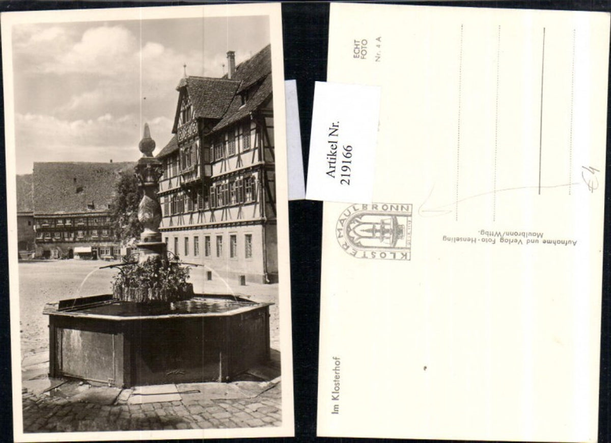 219166,Maulbronn Kloster Klosterhof Brunnen