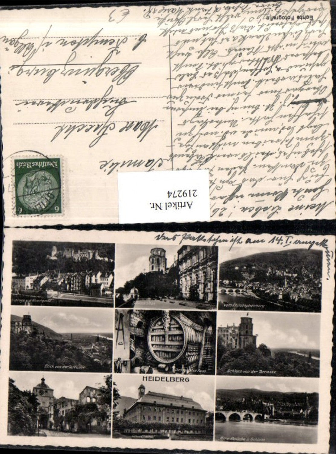 219274,Heidelberg Totale Das große Fass Schlossatan Schlosshof Universität Brücke Mehrbildkarte